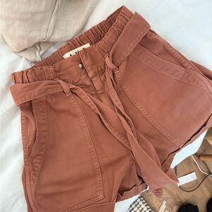 AMO High Waist Rust Shorts with Tie Belt